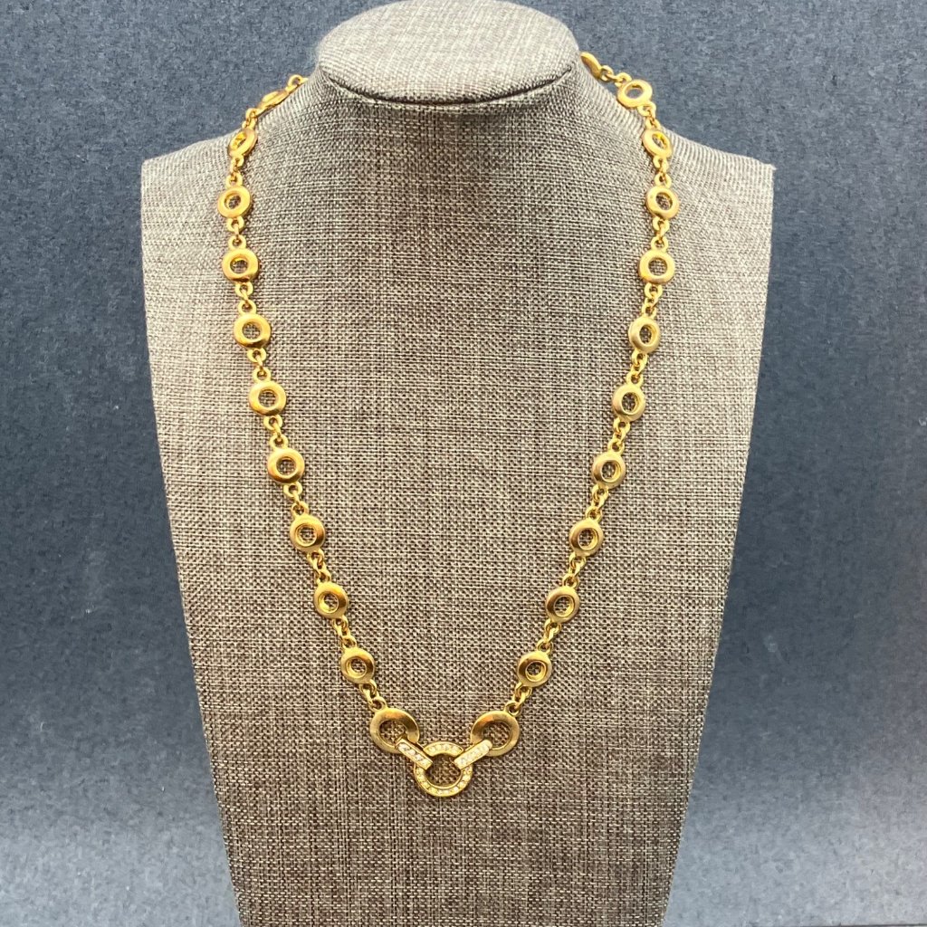 Bijoux Terner Gold Tone Necklace With Circular Links Rhinestone Accents 32$
